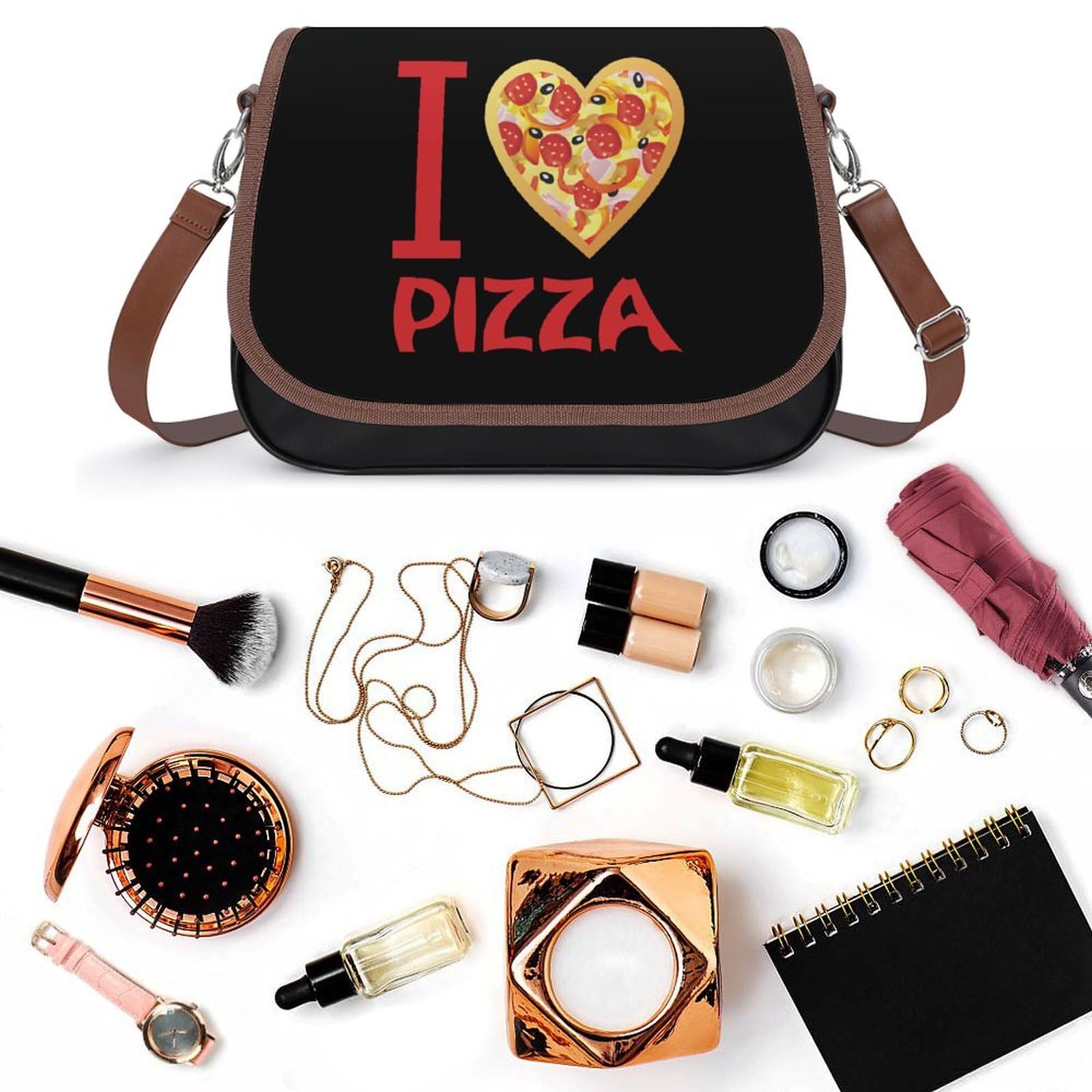 Amazon.co.jp: ピザ I Love Pizza ショルダーバッグ PUレザー